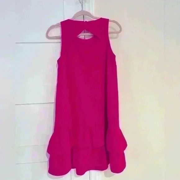 LOFT Vibrant Pink Flounce Dress Sleeveless with Ruffle Bottom- Size 6- EUC - Picture 4 of 5
